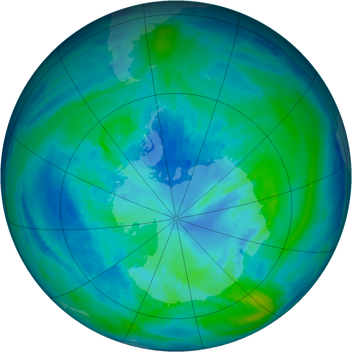 Antarctic ozone map for 08 April 1993